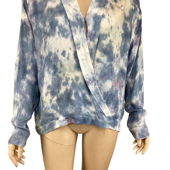 Young Fabulous & Broke Tie-Dye Wrap Top Small NWT Womens Blue & Purple Blouse - Picture 8 of 8